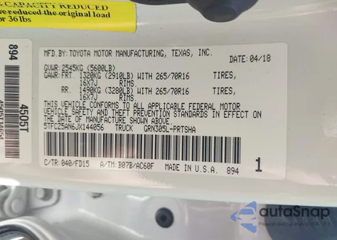 2018 Toyota Tacoma Trd Off Road from USA, damaged, VIN 5TFCZ5AN6JX144056